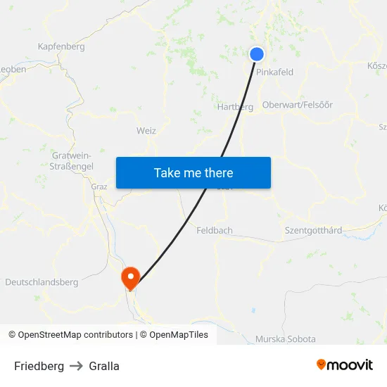 Friedberg to Gralla map