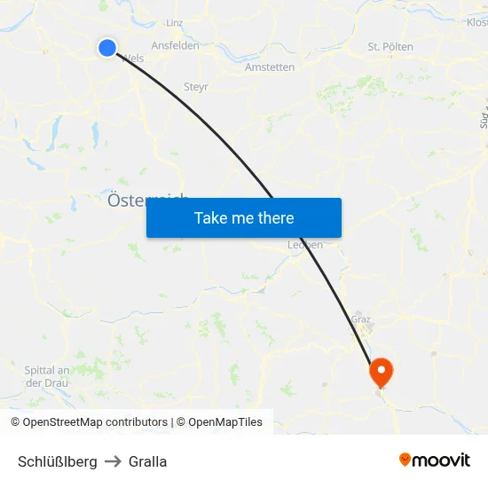 Schlüßlberg to Gralla map