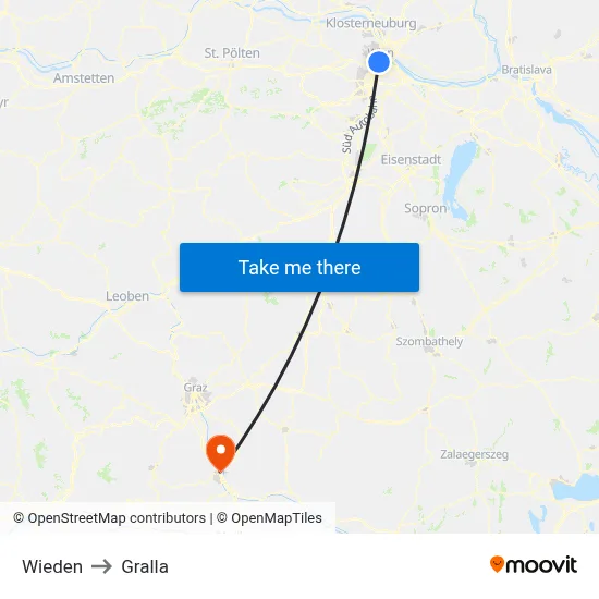 Wieden to Gralla map