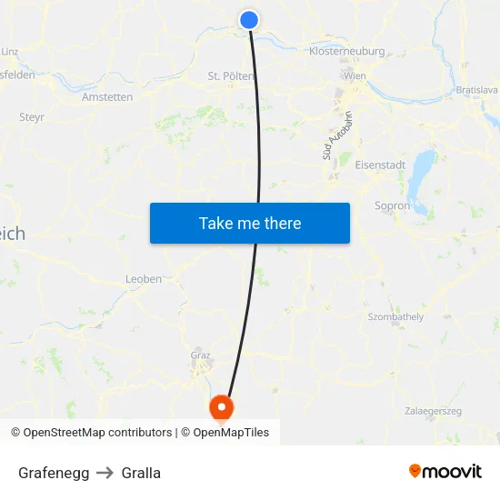 Grafenegg to Gralla map