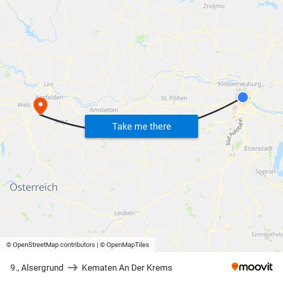 9., Alsergrund to Kematen An Der Krems map