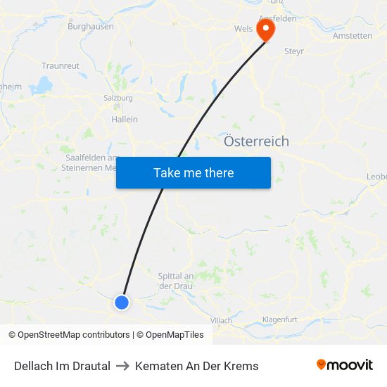 Dellach Im Drautal to Kematen An Der Krems map