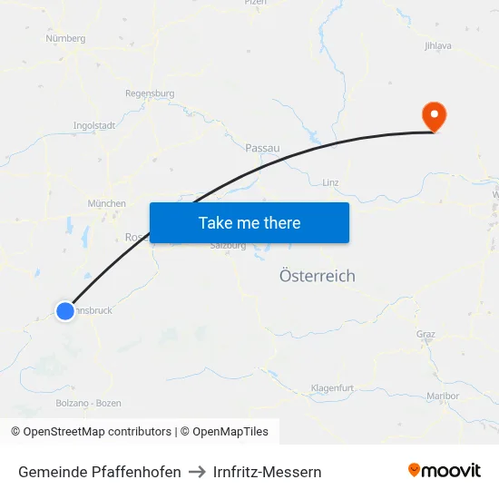 Gemeinde Pfaffenhofen to Irnfritz-Messern map