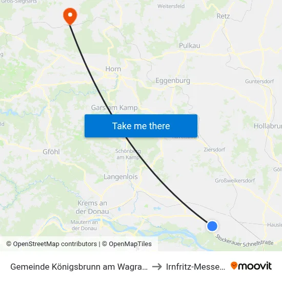 Gemeinde Königsbrunn am Wagram to Irnfritz-Messern map