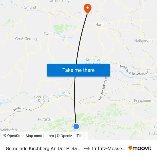 Gemeinde Kirchberg An Der Pielach to Irnfritz-Messern map