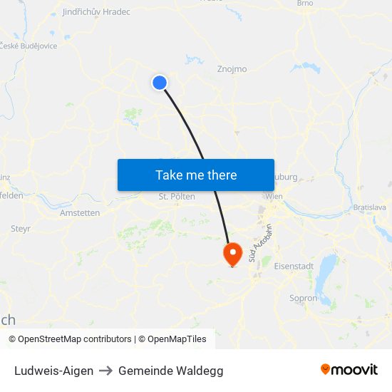 Ludweis-Aigen to Gemeinde Waldegg map