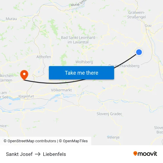 Sankt Josef to Liebenfels map