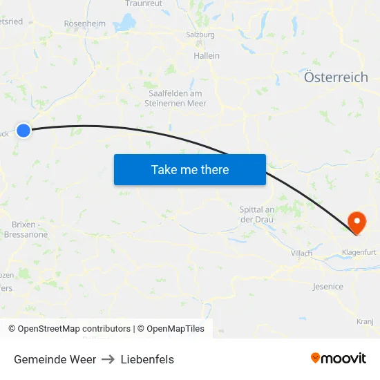 Gemeinde Weer to Liebenfels map