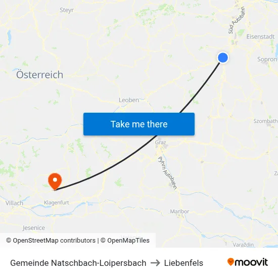 Gemeinde Natschbach-Loipersbach to Liebenfels map