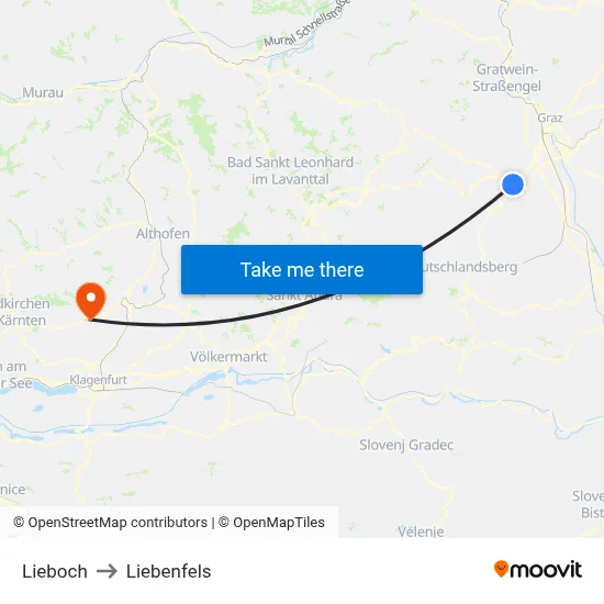 Lieboch to Liebenfels map