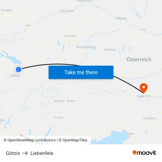 Götzis to Liebenfels map