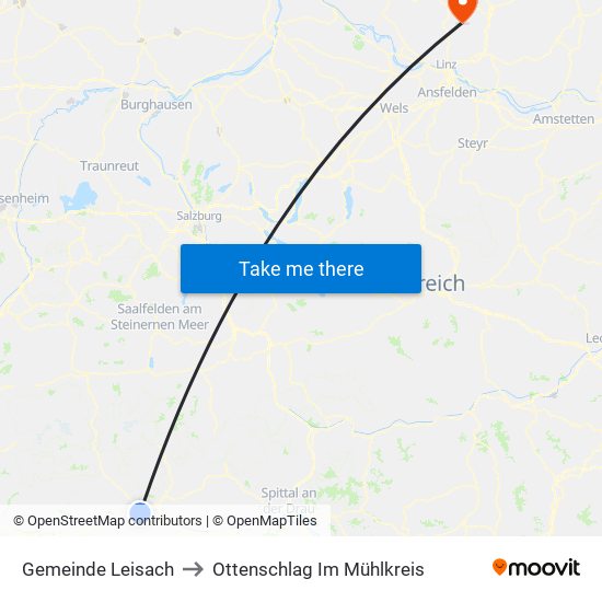 Gemeinde Leisach to Ottenschlag Im Mühlkreis map