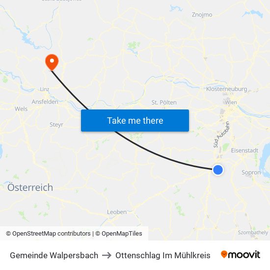 Gemeinde Walpersbach to Ottenschlag Im Mühlkreis map