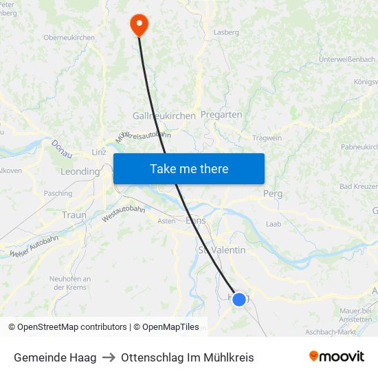 Gemeinde Haag to Ottenschlag Im Mühlkreis map