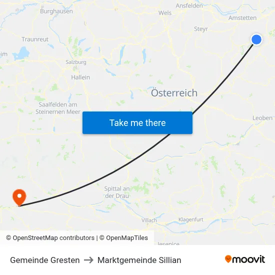 Gemeinde Gresten to Marktgemeinde Sillian map