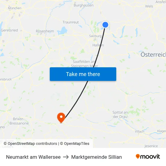 Neumarkt am Wallersee to Marktgemeinde Sillian map