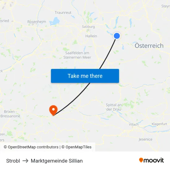 Strobl to Marktgemeinde Sillian map