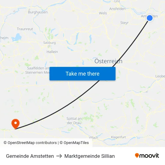Gemeinde Amstetten to Marktgemeinde Sillian map