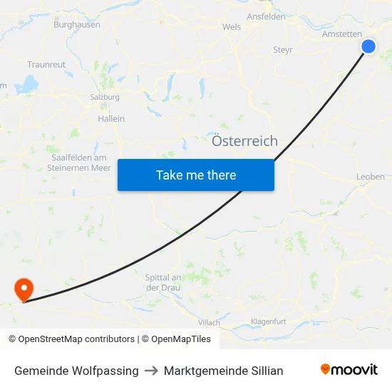 Gemeinde Wolfpassing to Marktgemeinde Sillian map