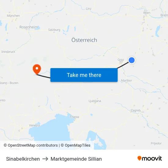 Sinabelkirchen to Marktgemeinde Sillian map