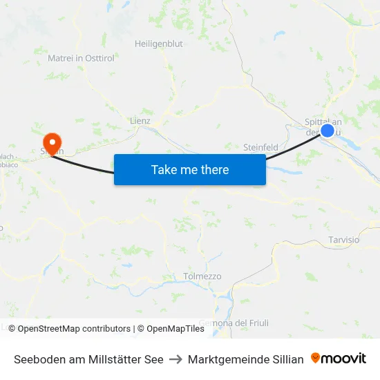 Seeboden am Millstätter See to Marktgemeinde Sillian map