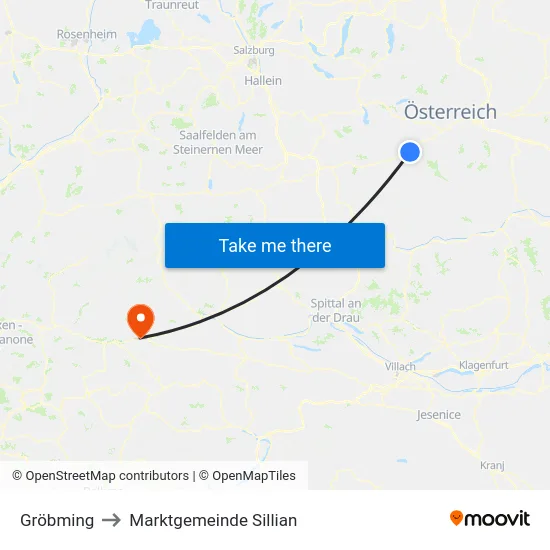 Gröbming to Marktgemeinde Sillian map
