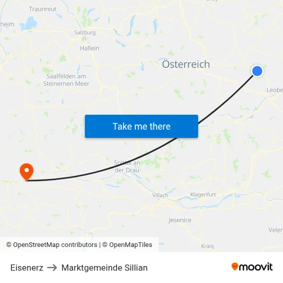 Eisenerz to Marktgemeinde Sillian map