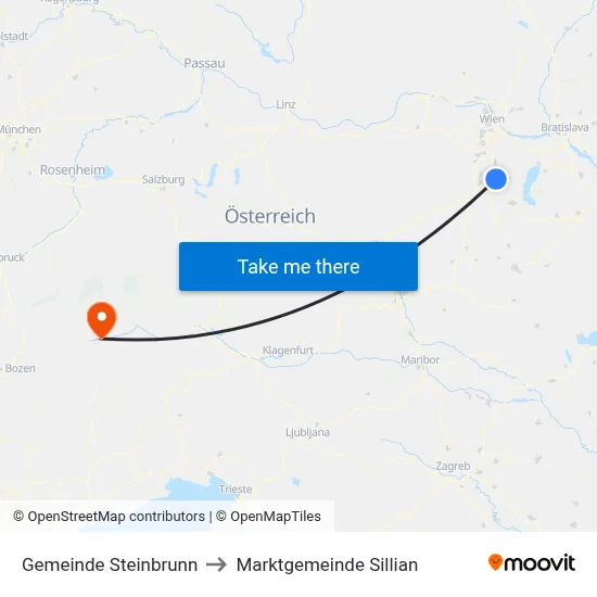 Gemeinde Steinbrunn to Marktgemeinde Sillian map