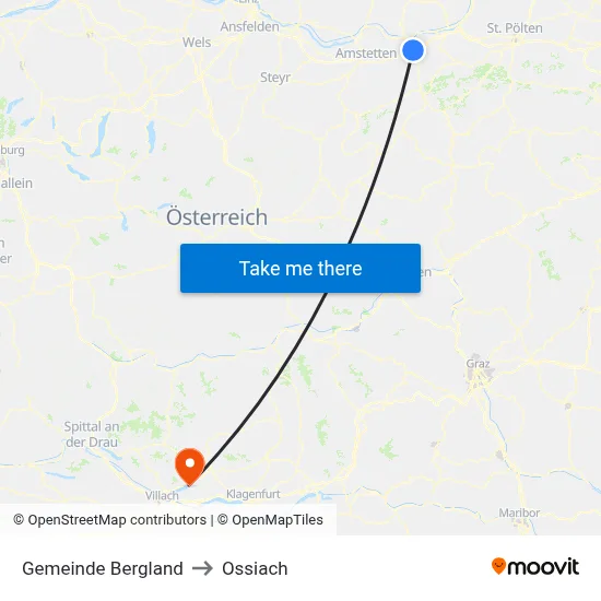 Gemeinde Bergland to Ossiach map