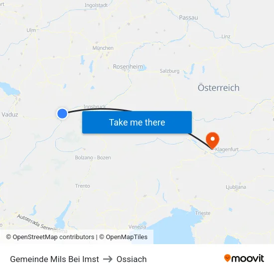 Gemeinde Mils Bei Imst to Ossiach map