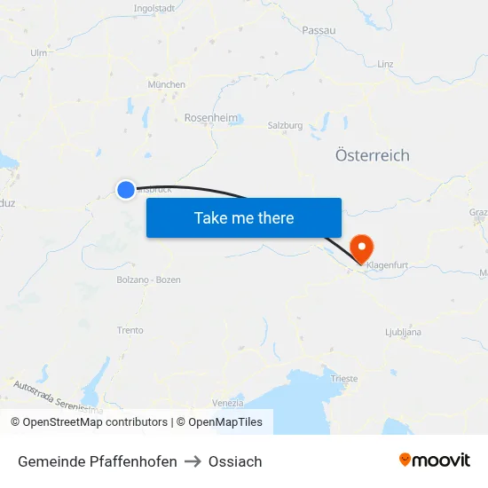 Gemeinde Pfaffenhofen to Ossiach map