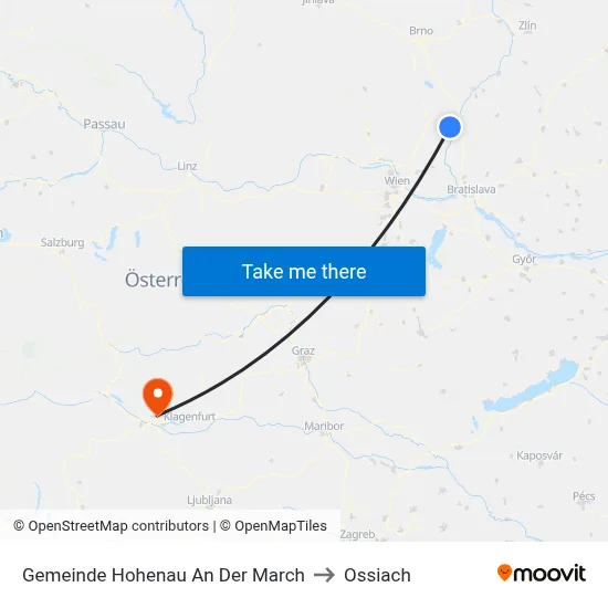 Gemeinde Hohenau An Der March to Ossiach map