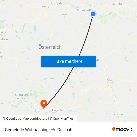 Gemeinde Wolfpassing to Ossiach map