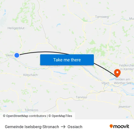 Gemeinde Iselsberg-Stronach to Ossiach map