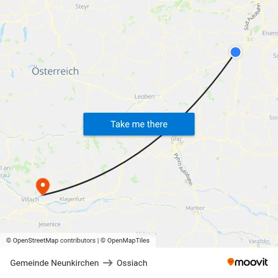 Gemeinde Neunkirchen to Ossiach map