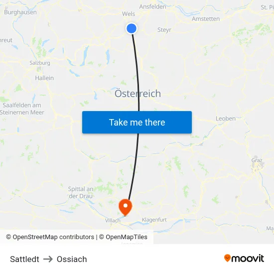 Sattledt to Ossiach map