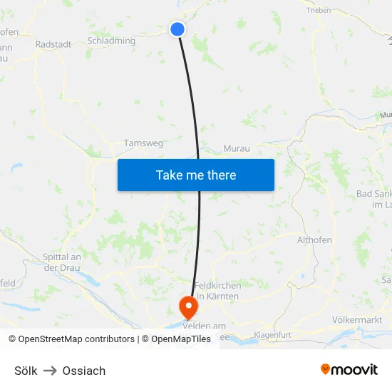 Sölk to Ossiach map