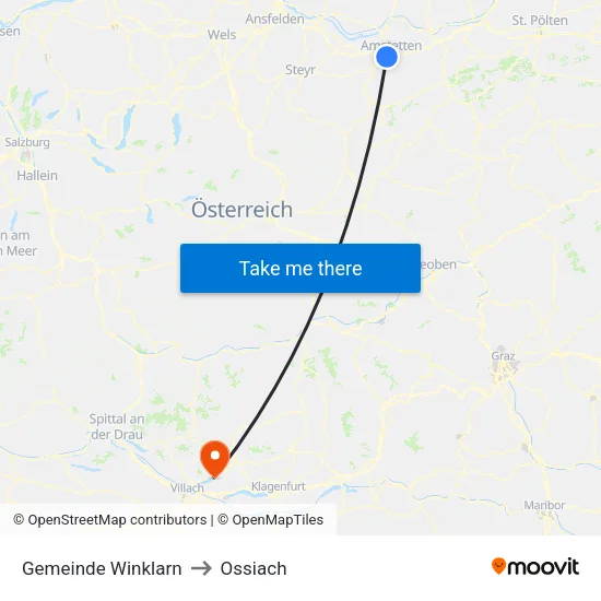 Gemeinde Winklarn to Ossiach map