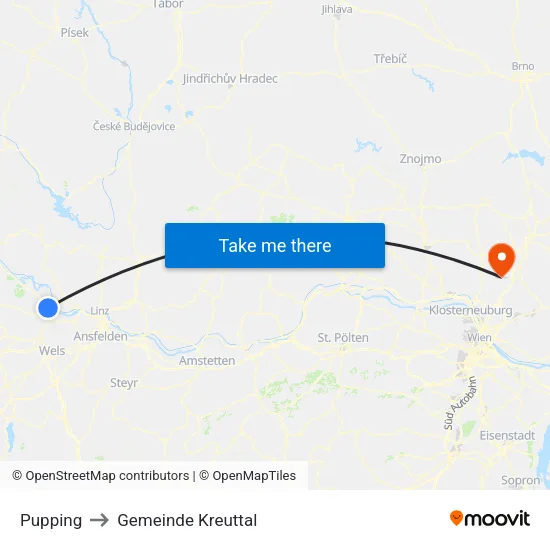 Pupping to Gemeinde Kreuttal map