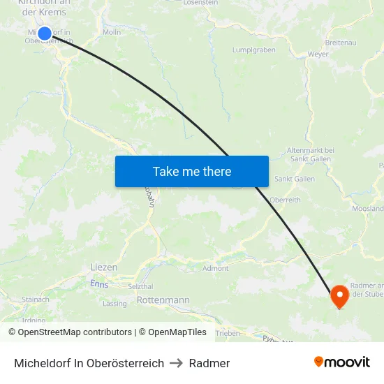 Micheldorf In Oberösterreich to Radmer map