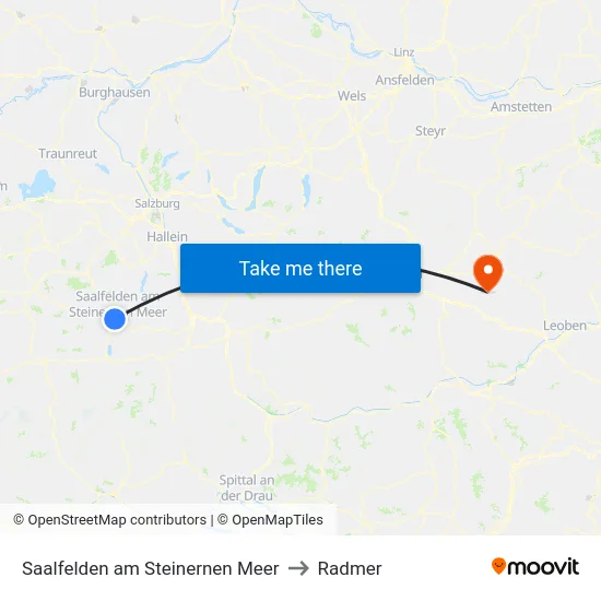 Saalfelden am Steinernen Meer to Radmer map