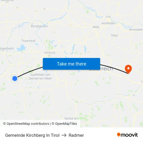 Gemeinde Kirchberg In Tirol to Radmer map