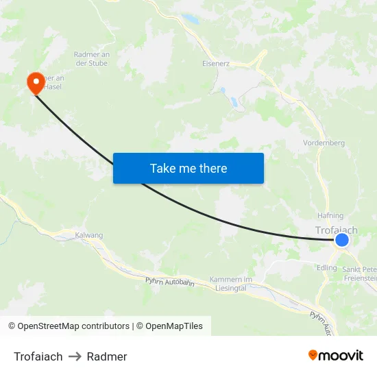 Trofaiach to Radmer map