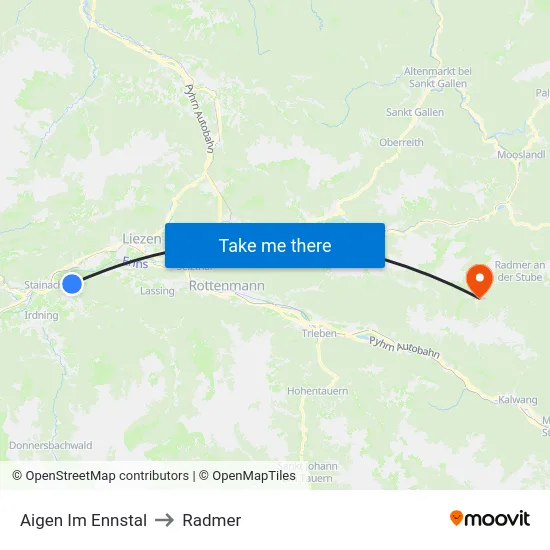 Aigen Im Ennstal to Radmer map