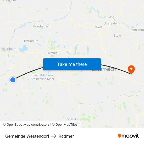 Gemeinde Westendorf to Radmer map