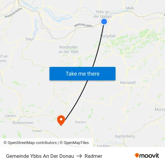 Gemeinde Ybbs An Der Donau to Radmer map