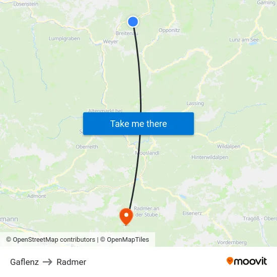 Gaflenz to Radmer map