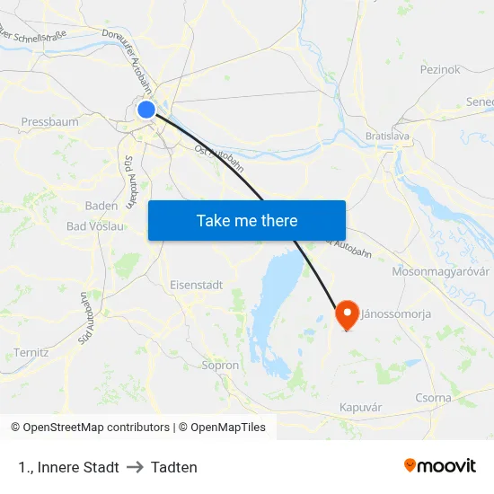 1., Innere Stadt to Tadten map