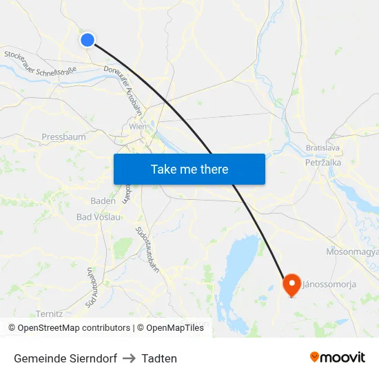 Gemeinde Sierndorf to Tadten map