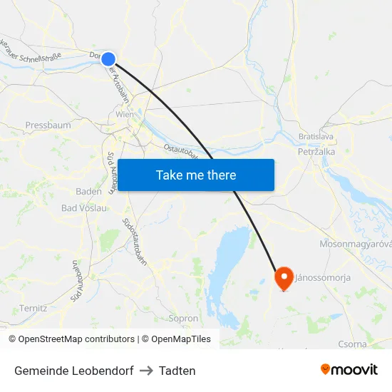 Gemeinde Leobendorf to Tadten map